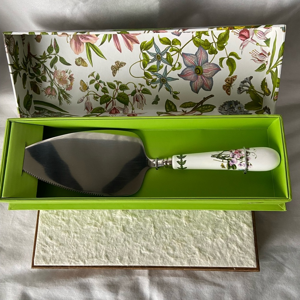 Portmicirion Botanic Garden Cake Server Stainless/Porcelain New in Box